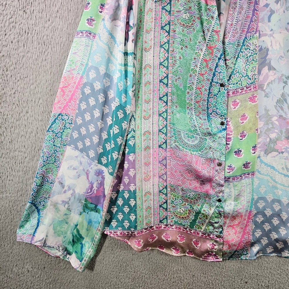 Zara Womens XL Patchwork Paisley Floral Print Button Down Shirt Multi Color - Picture 2 of 9